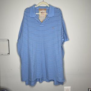 Polo Jeans Co Ralph Lauren Shirt Mens 3X Tall Blue Striped Pique Flag Logo